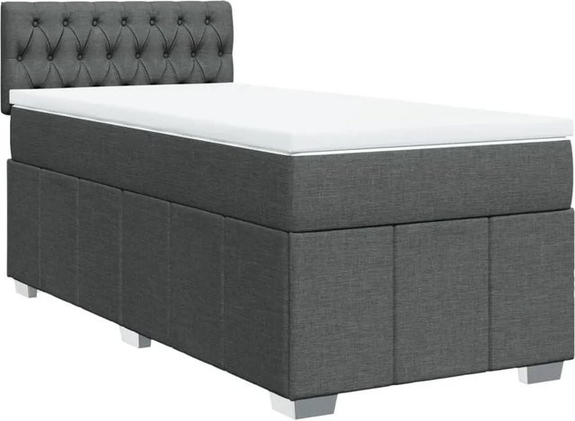 vidaXL Boxspringbett mit Matratze Dunkelgrau, Hybridbett mit Taschenfederkern, B/T/H: 80 x 200 x 76,7 cm - Bild 1