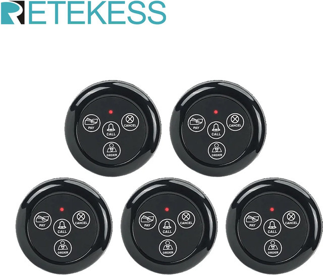 Retekess Wireless Calling System mit TD108 Uhr und TD032 Sender Taste für Restaurant Cafe Bar und Club - Bild 1