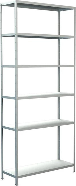 Schulte Regalwelt Steck-Grundregal aus Metall mit 6 verstellbaren Fachböden, Weiß, H x B x T: 230 x 100 x 35 cm - Bild 1