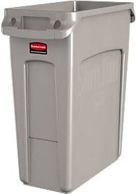 Rubbermaid Slim Jim Abfallbehälter aus Kunststoff, 60 Liter, beige, B: 63,0 cm, T: 28,0 cm, H: 2,9 cm - Bild 1