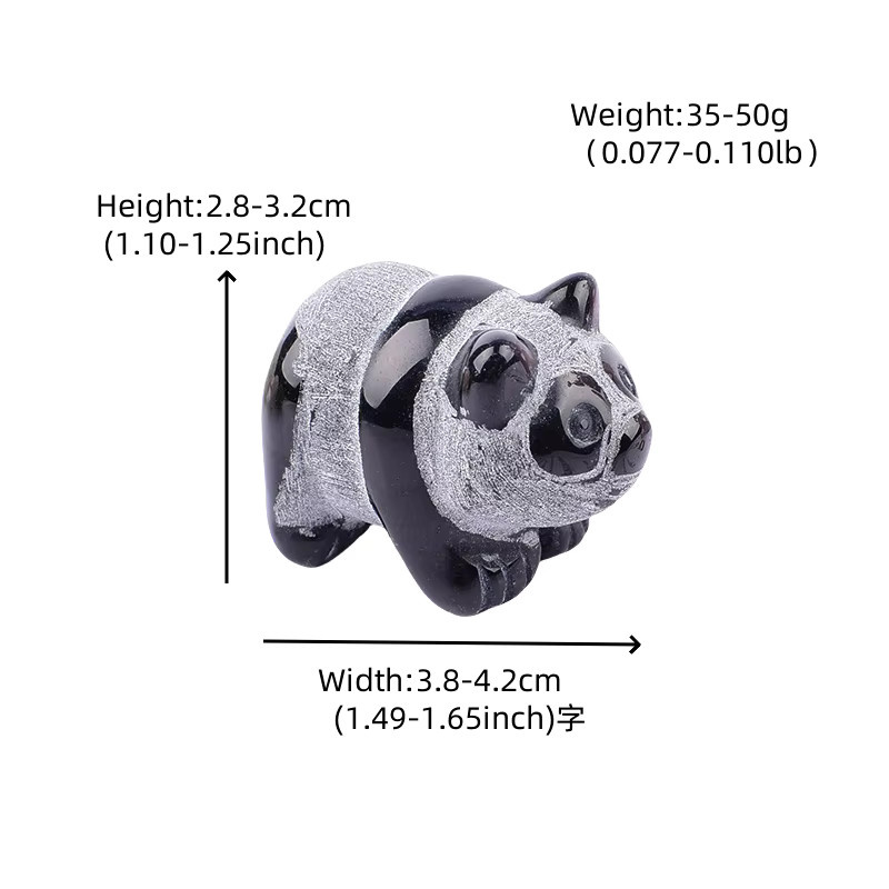 Handgeschnitzte Obsidian-Panda-Skulptur von RYCRYSTAL in Schwarz als dekorative Kristall-Tierfigur für dein Zuhause - Bild 2