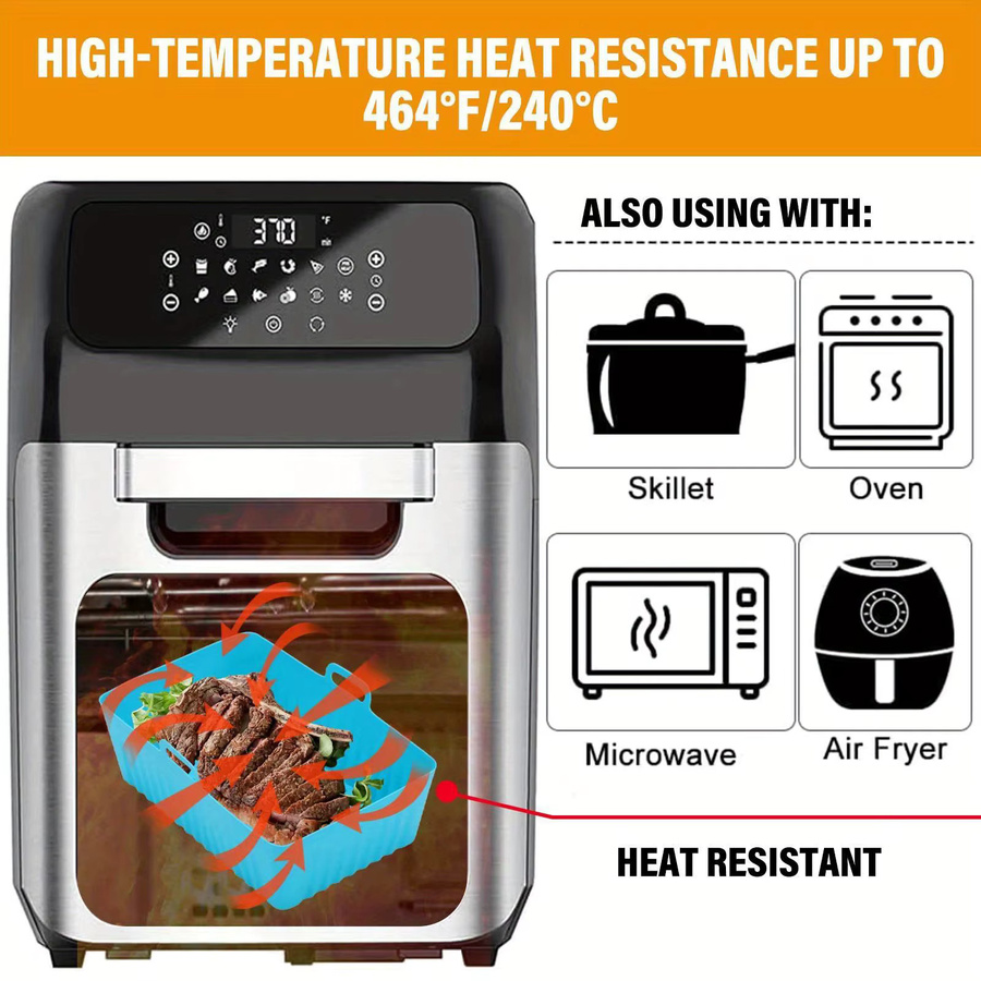 Runde Silikonform für Air Fryer als Pizzamatte und Ersatz Grillpfanne, Blau, Durchmesser: 21,5 cm - Bild 5