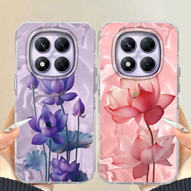 INS Lotus Floral Handyhülle für Xiaomi Redmi Note und diverse Modelle in Bunt und Lila - Bild 1