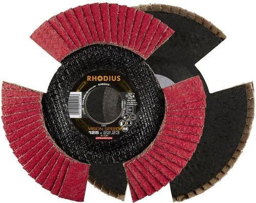 Rhodius VISION SPEED Fächerschleifscheibe in Rot, Durchmesser: 125 mm, Bohrungs-Ø: 22,23 mm, Körnung: 60, für Edelstahl - Bild 1