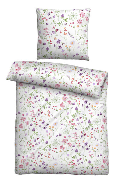 BIBERNA Linon Bettwäsche aus Baumwolle, Weiss, B/H: 135 x 200 cm und B/H: 80 x 80 cm - Bild 1
