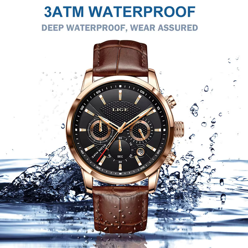 LIGE Chronograph, Quarz, Leder, Herren - Bild 6