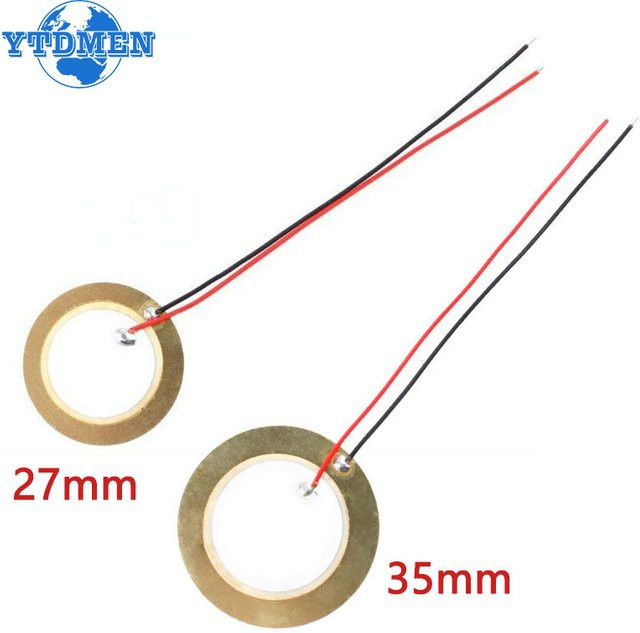 YTDMEN Piezoelektrische Piezo-Keramik-Wafer-Platten in Gold mit Draht für Summer-Lautsprecher, Durchmesser: 27 mm und 35 mm - Bild 1