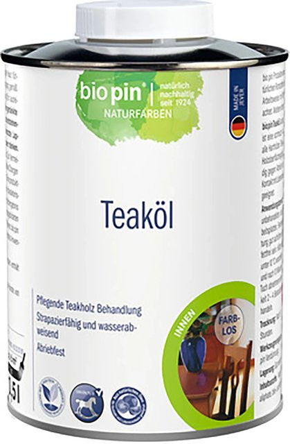 Biopin Teak-Öl Transparent 500 ml wasserabweisend mit Satin-Glanz - Bild 1