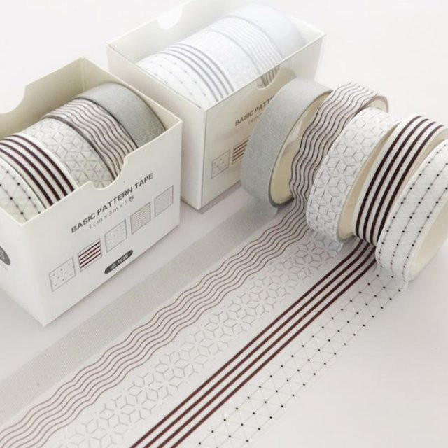 5-teiliges Sakura Washi Tape Set in Braun und Multicolour für Journaling und Scrapbooking - Bild 1