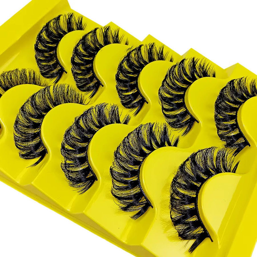 JIEFUXIN DD Curl 3D Faux Mink Wimpern, 5 Paar, natürlich - Bild 3