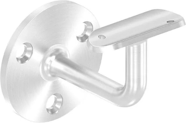 FeNau Handlaufhalter aus Edelstahl in Silber für 42,4 mm Rohre, Wandabstand: 75 mm, Rundform, verschweißt - Bild 1