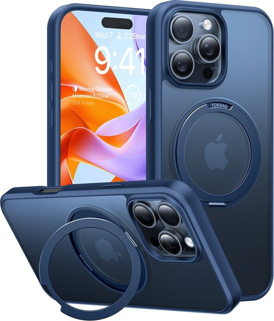 Torras Ostand Pro MagSafe Schutzhülle für Apple iPhone 16 Pro Max in Marineblau - Bild 1