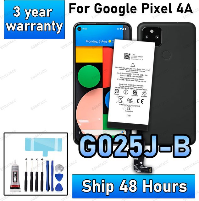 Ersatzakku G025J-B mit 3080 mAh für Google Pixel 4A in Schwarz - Bild 1