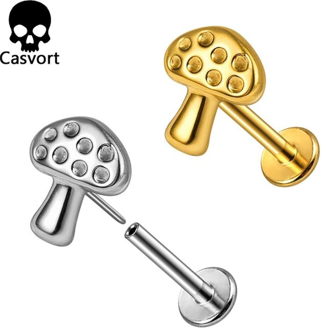 Casvort Pilz-Flat-Back-Stecker, Titan, Unisex, Piercing - Bild 1