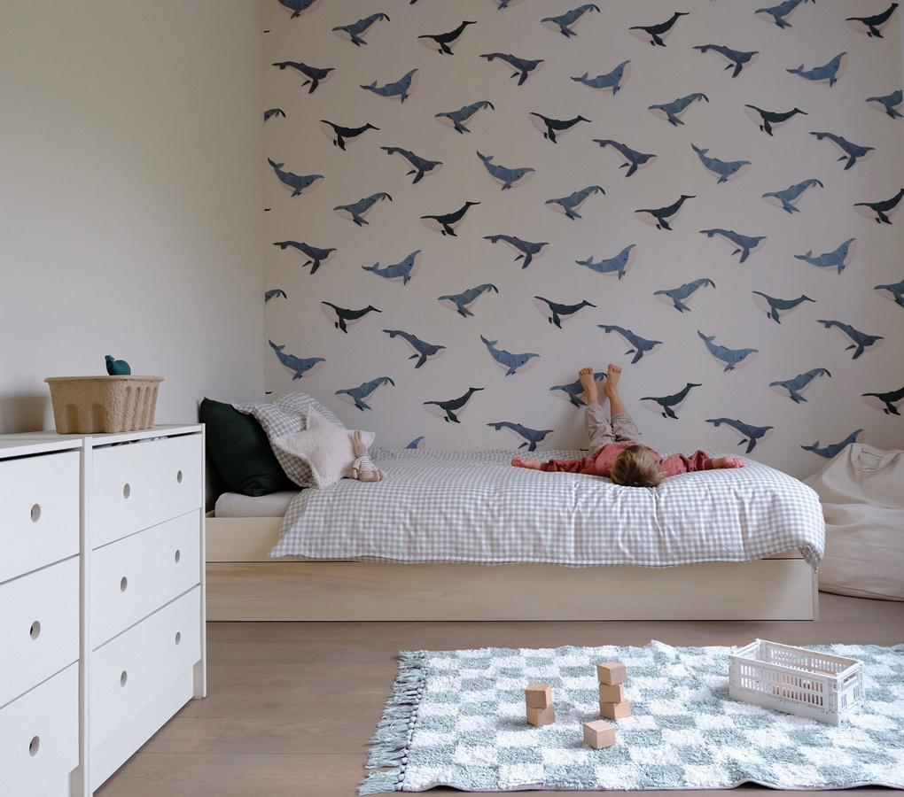 studio ditte Tapete Whale Walvis in Cream Beige mit Wal-Motiv als Vlies Tapete - Bild 1
