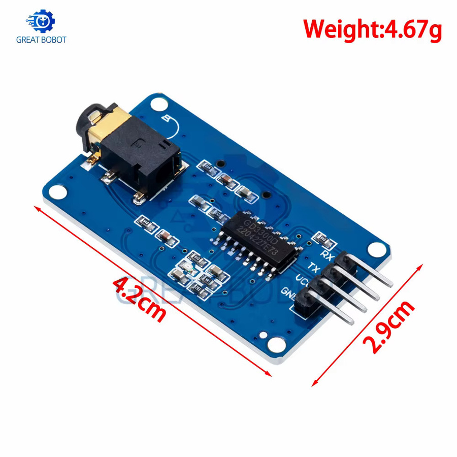 baishundianzi YX6300/YX5300 UART MP3-Musik-Player-Module in Blau für Arduino, AVR, ARM und PIC Anwendungen - Bild 2