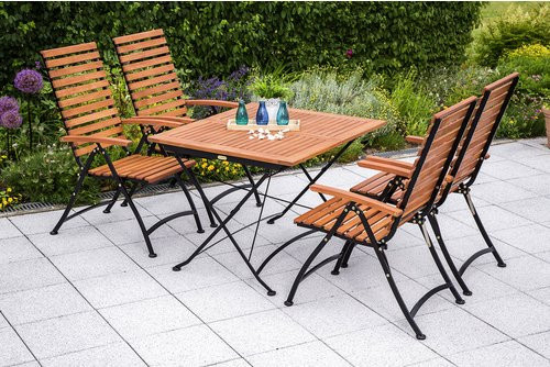 Merxx Gartenmöbelset Schlossgarten aus Eukalyptusholz und Stahl in Schwarz und Braun - Bild 1