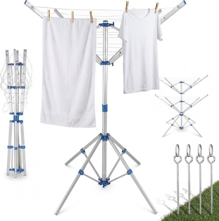 Monzana Aluminium Wäschespinne in Silber mit 16m Gesamtleine, B/H: 104 x 160 cm