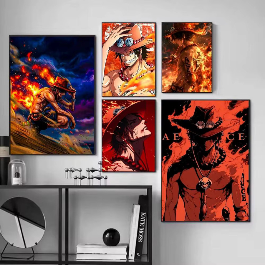 One Piece Portgas D. Ace Anime Poster Selbstklebender Papierdruck in Mehrfarbig - Bild 2
