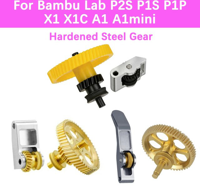 Bambu Lab Upgrade-DLC-Zahnradsatz aus gehärtetem Stahl für Extruder der Serien P2S, P1S, P1P, X1, X1C, A1 und A1mini – Verschleißfester Schrägzahnradsatz für FDM-Drucker - Bild 1