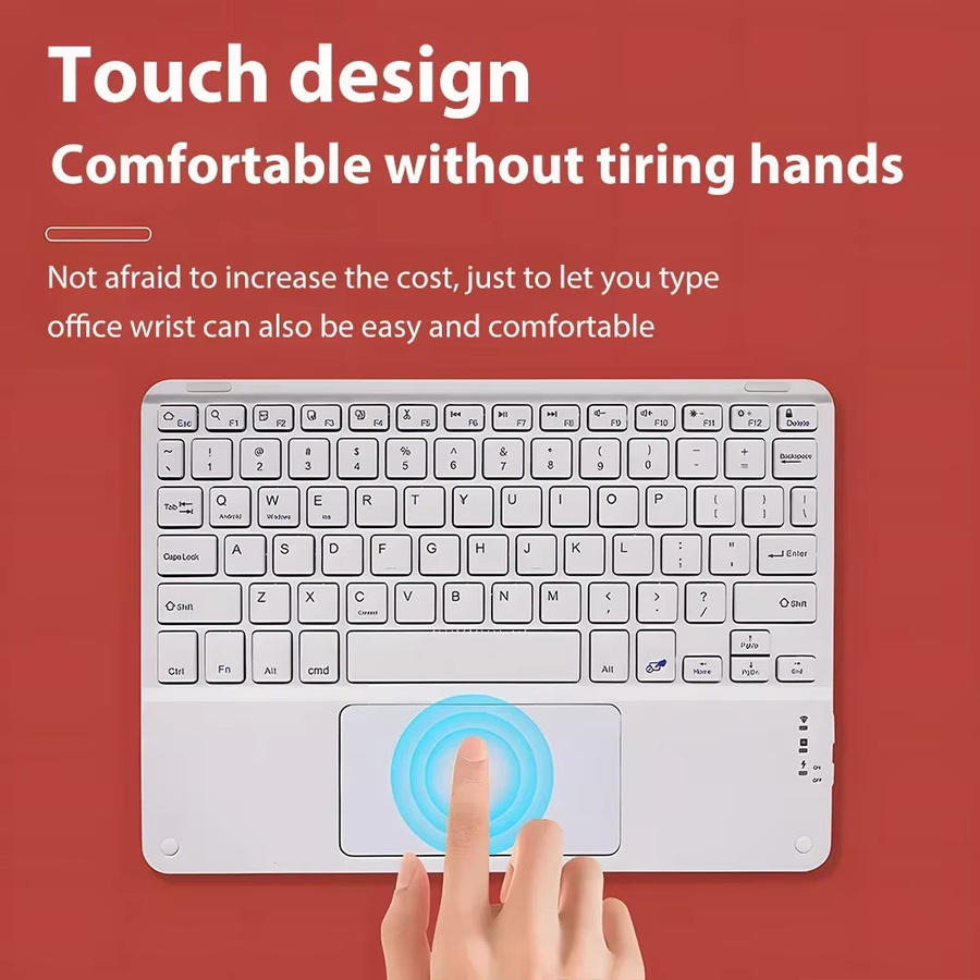 QUKAM Drahtlose Bluetooth-Tastatur mit Touchpad und Maus für iPad, Android, iOS und Windows, Spanisch (QWERTY ES) - Bild 2