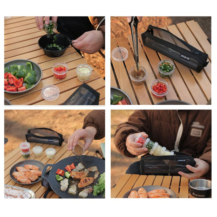 Tragbares Outdoor Camping Gewürzflaschen-Set aus transparentem Material zum Spleißen für Picknick und Barbecue - Bild 5