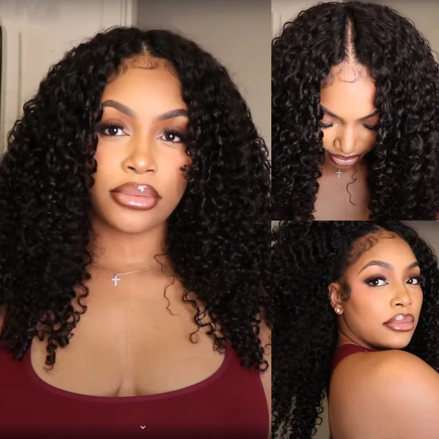 Sooolavely Echthaarperücke Kinky Curly Deep Wave, Damen - Bild 2