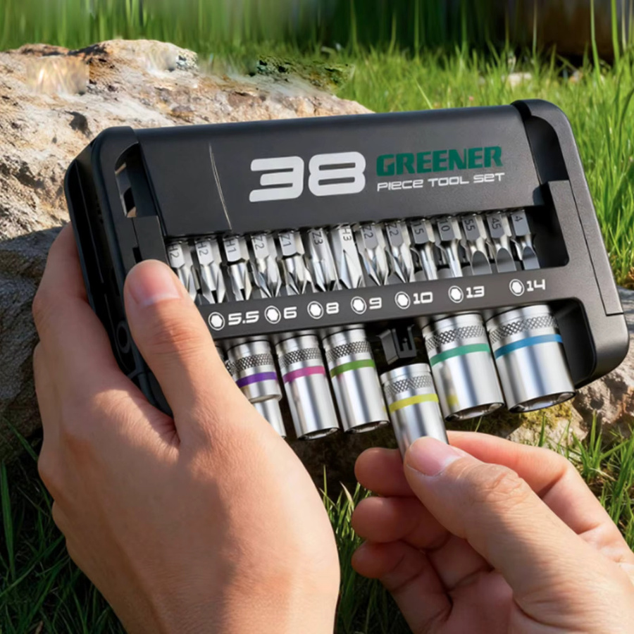 Homyl 38-teiliges Ratschenschlüssel-Set aus Chrom-Vanadium-Stahl in Schwarz mit Verlängerungsstangen für Auto-Reparaturen - Bild 5