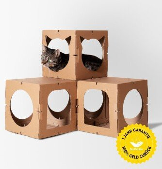 DoPetMe Katzenhaus The Kitten Castle Höhle aus Papier in Braun - Bild 1