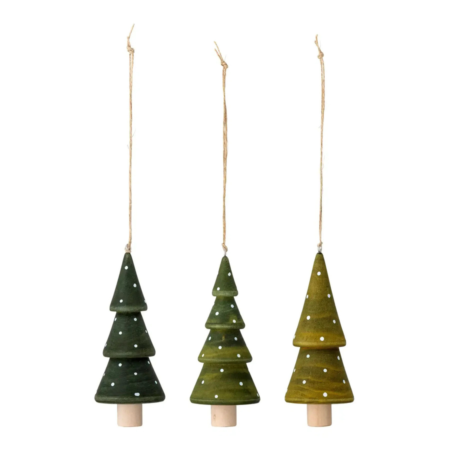Bloomingville Weihnachtsanhänger Schima Jayli Set aus 3 Stück grün aus Holz - Bild 1