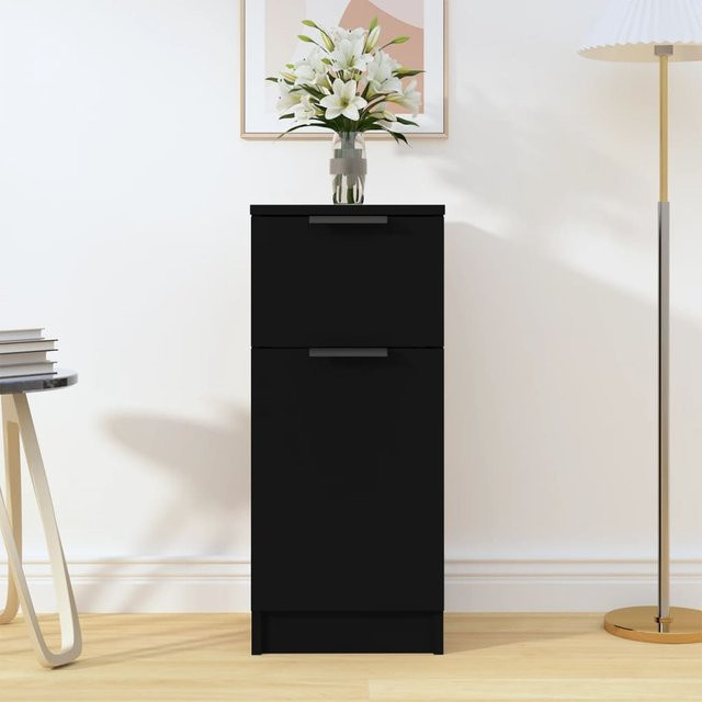 vidaXL Sideboard Schwarz Matt aus Holzwerkstoff B/T/H: 30 x 30 x 70 cm - Bild 3