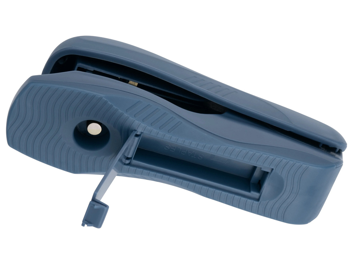 CRELANDO 3-in-1 Schreibtischset aus Metall und Kunststoff bestehend aus Tacker, Locher und Abroller in Blau - Bild 2