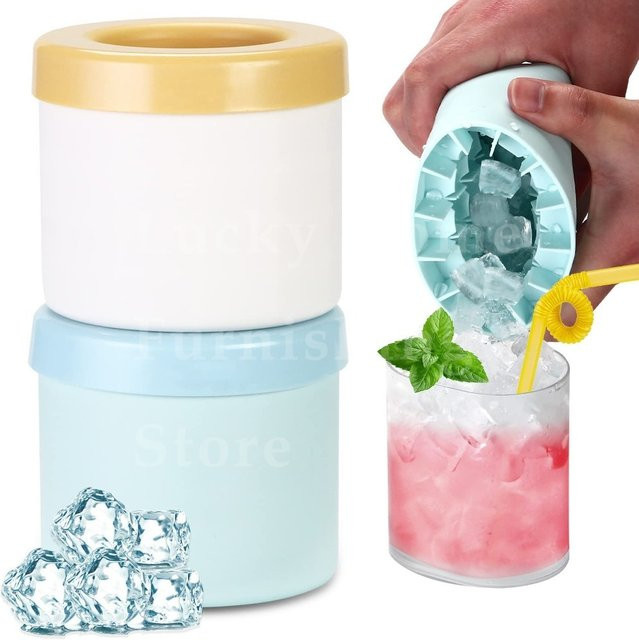 XMSJ 2-in-1 Eiswürfelbehälter und Eiswürfelform aus lebensmittelechtem Silikon, runde Form für Haushalt und Party - Bild 1