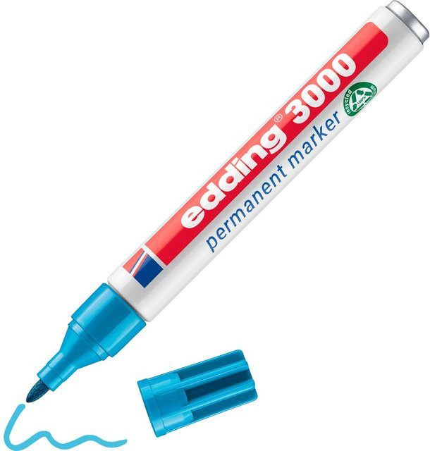 edding 3000 Permanent-Marker in Hellblau mit Bullet-Spitze - Bild 1