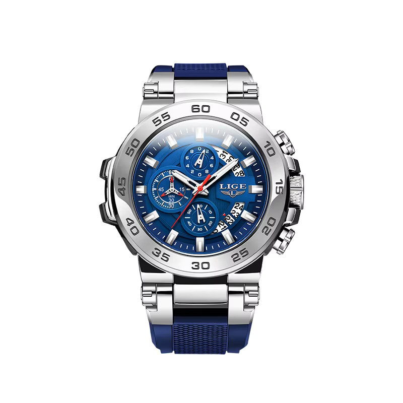 LIGE Armbanduhr Quarz, Edelstahl, Blau, Roségold, Herren - Bild 7