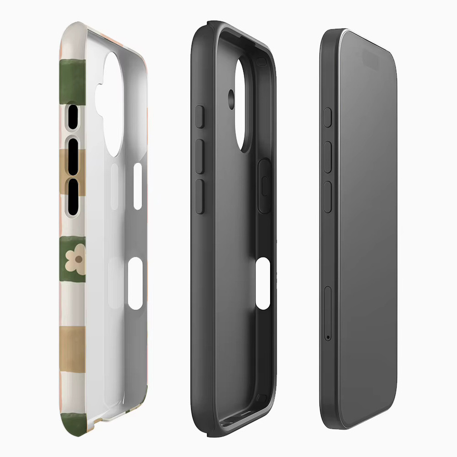 Bunte Blumen Schachbrett Handyhülle für Apple iPhone 17 16 15 14 13 Pro Max Plus mit doppelschichtiger Rückseite, Multicolour - Bild 2