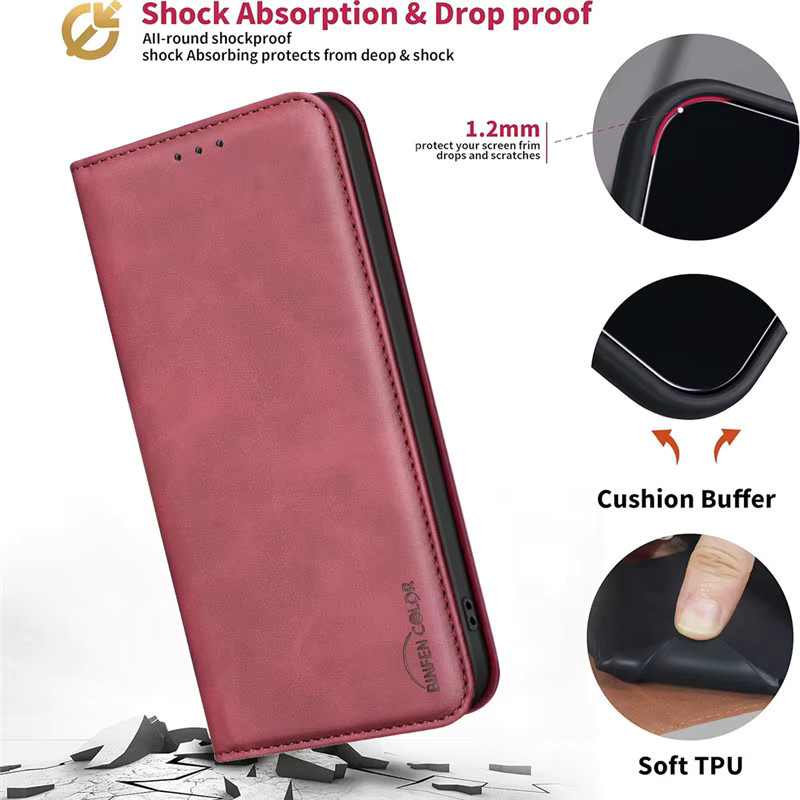 Magnetische Leder-Flip-Handyhülle für Xiaomi Poco X8 Pro Max C85X C85 F8 Ultra M8 5G Wallet Schutzhülle in Braun oder Rot - Bild 5