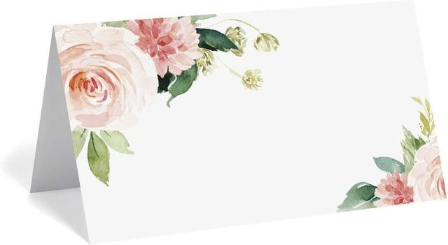 50 Stück beschreibbare florale Tischkarten aus Papier in Weiß für Banketttische - Bild 1