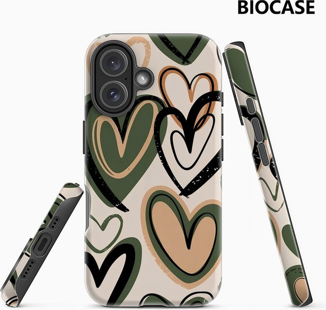 Potdemiel Robuste Handyhülle mit Pinselstrich-Herz Design für iPhone 17 16 15 14 13 Pro Max Plus, Mehrfarbig - Bild 1