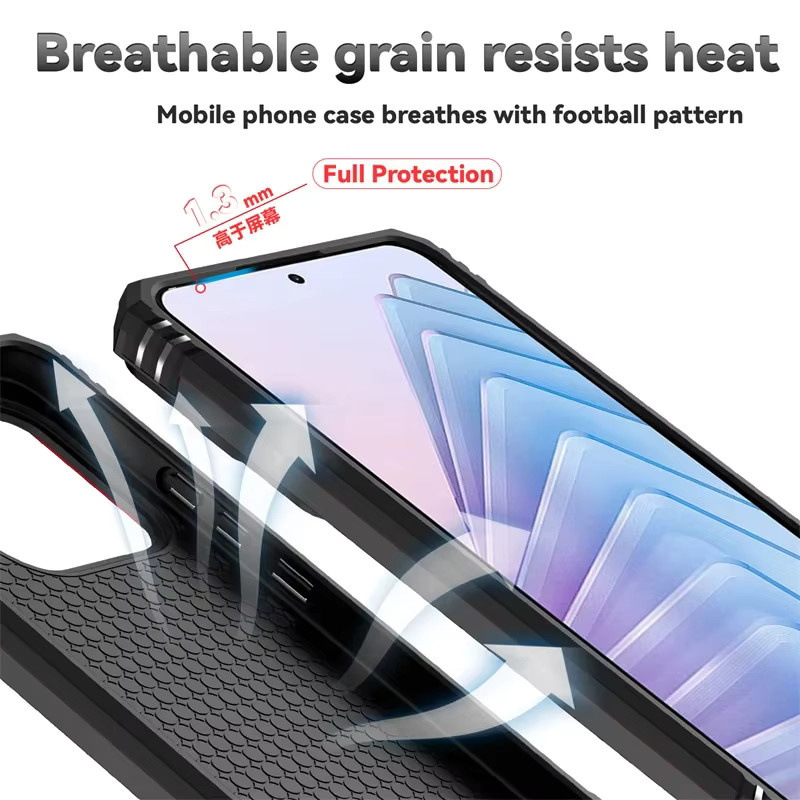 Stoßfeste Schutzhülle für Xiaomi Redmi Note 14 4G mit magnetischem Ring für die Auto-Halterung in Schwarz und Rot - Bild 2
