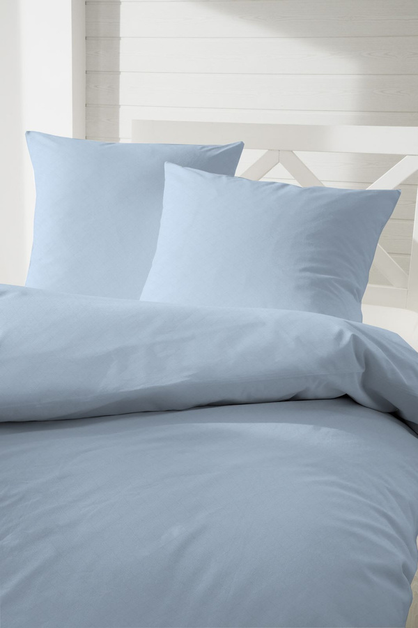 Prinz Bettwäsche Set Mako-Satin aus Baumwolle mit Kissenbezug und Bettbezug, Grafik Design, B/H: 135 x 200 cm, Farben: Blau, Braun, Gelb, Grau - Bild 1