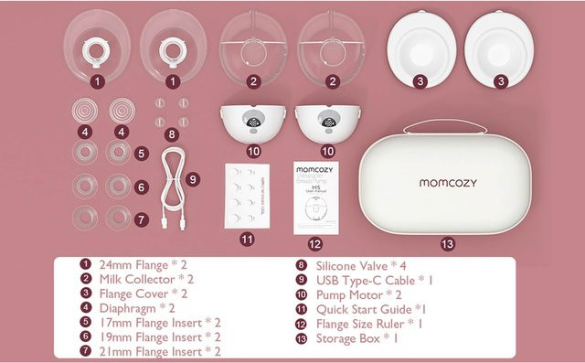 Momcozy M5 Elektrische Doppel-Milchpumpe, tragbar, Grau - Bild 1