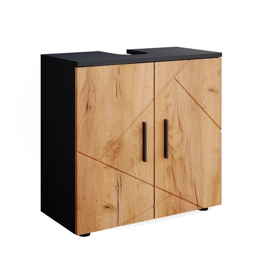 Vicco Waschbeckenunterschrank Irma in Anthrazit und Eiche mit 2 Türen, B/T/H: 60 x 59 x 30 cm - Bild 3