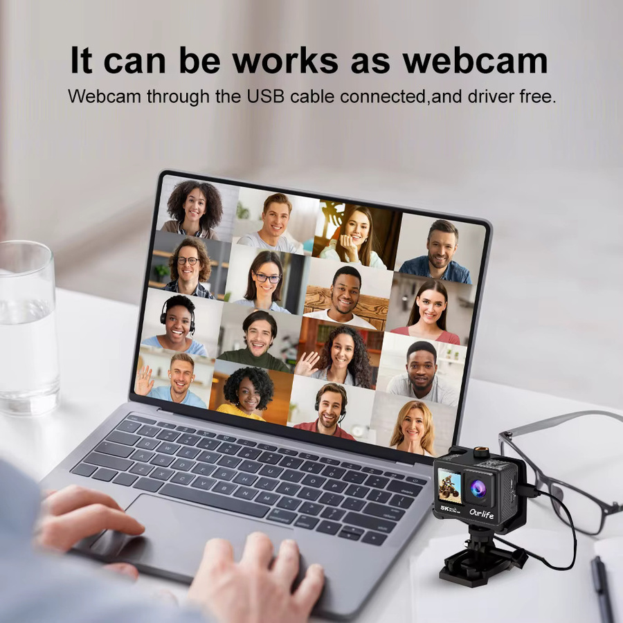 Ourlife MTR60 5K Actionkamera mit 2,0 Zoll Touchscreen, EIS, 170 Grad Sichtfeld, WiFi und Fernbedienung in Schwarz - Bild 4