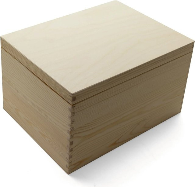 HolzFee Allzweckkiste aus Holz mit Deckel, Farbe: beige, B/T/H: 40 x 30 x 22,5 cm - Bild 1