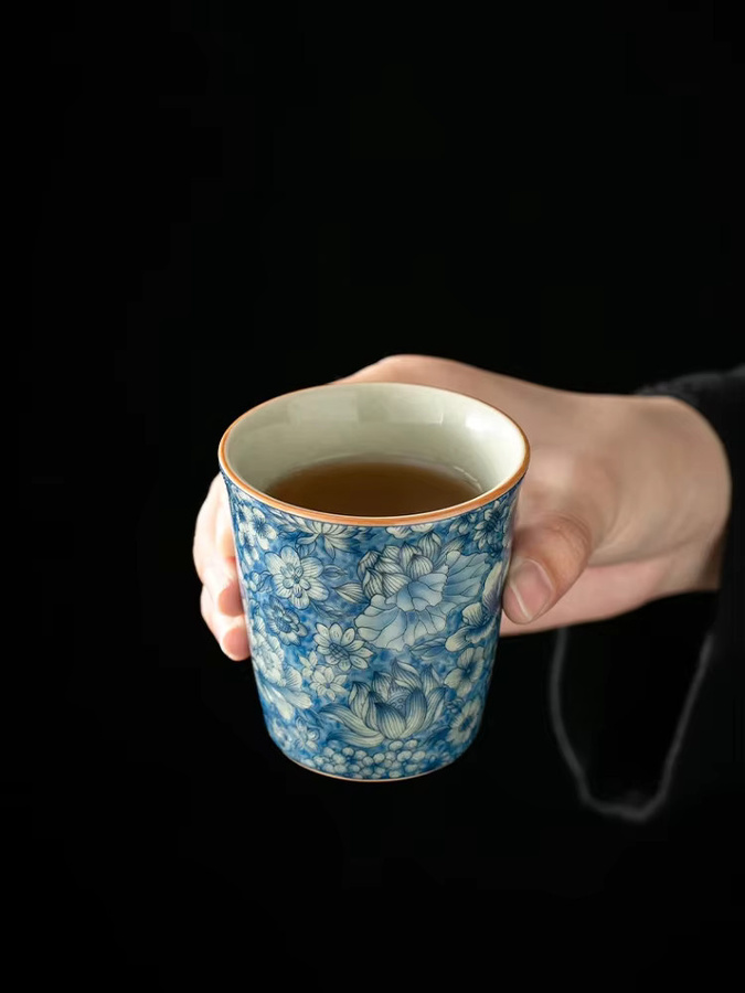Antike blau-weiße Keramik-Teetasse mit Crackle-Glasur für Kung-Fu-Teesets - Bild 4