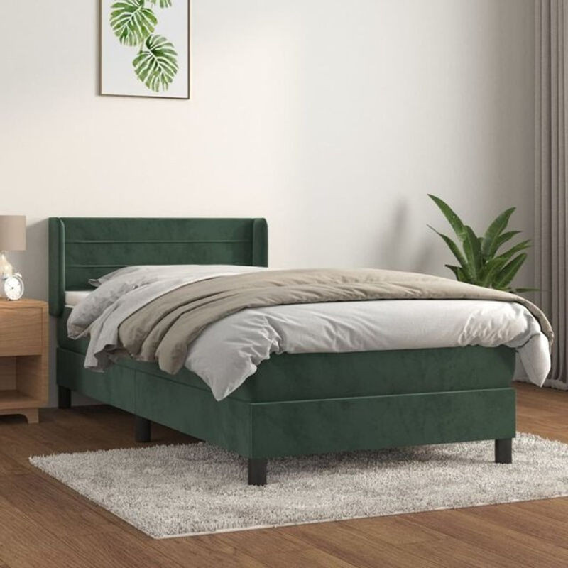 Vidaxl Boxspringbett mit Matratze aus Samt in Grün B/T/H: 90 x 190 cm - Bild 1