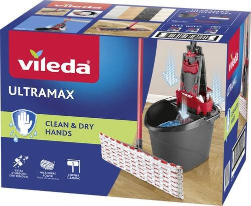 Vileda Ultramax 2in1 Bodenwischer Komplettset mit Wringer und Mikrofasertuch in Rot - Bild 1