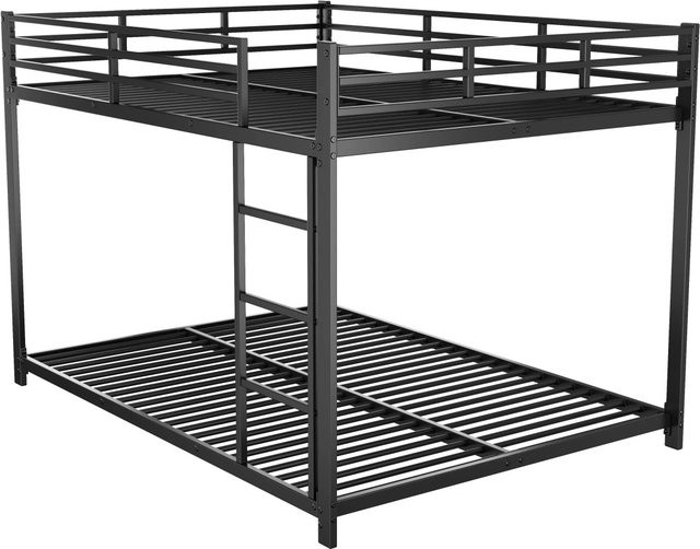 KOMHTOM Etagenbett aus Metall für Kinder in klassischem Design, Schwarz, B/T/H: 140 x 200 x 160 cm (ohne Matratze) - Bild 1