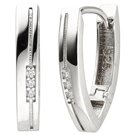 Colfem Creolen oval, 925 Sterling Silber, 6 Zirkonia, Unisex - Bild 1